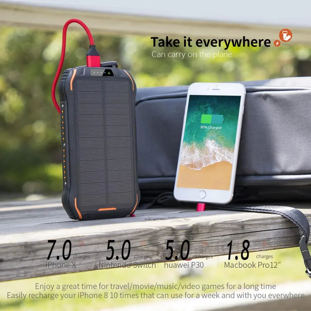 Wireless Solar Power Bank Charger for Mobile Phones