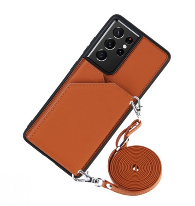 Leather Case with Strap for Samsung Phones